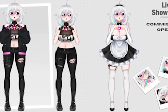 draw and rig live2d vtuber model with rigging, expressions, emote, with banner