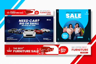 design website banner, slider, header ads and shopify banner