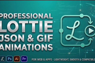 create a professional lottie json and GIF animations for web and apps
