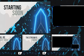 design custom animated twitch overlay, screen, panels, facecam and stinger