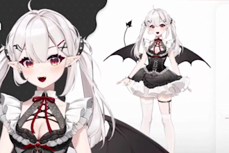 rig vtuber model 2d vtuber model, live2d anime vtuber