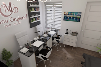 design modern nail salon or beauty spa interior with realistic 3d rendering