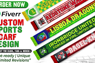 design a custom soccer or sports scarf with your team colors and logo