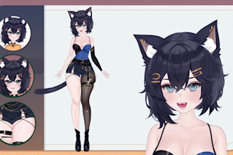 design live2d vtuber model, vtuber rigging, vtuber commission, anime vtuber