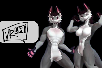 do 3d furry vrchat avatar, fursona vrc avatar model, vrc avatar rigging toggles