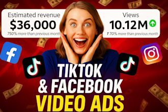create tik tok video ads, ugc tiktok ads, dropshipping ads, facebook video ads