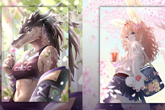 draw furry art, fursona, anthro character and furry oc