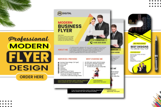 do business flyer design, door hanger, brochure, postcard and poster design