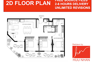 redraw 2d floor plan for real estate agent in 6 hours