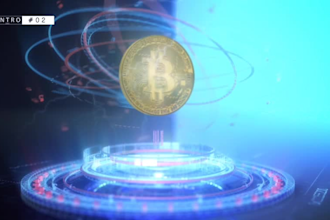 create futuristic crypto coin logo intro