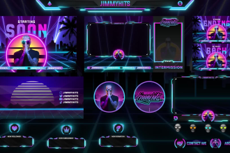 design custom animated twitch stream overlay, twitch logo, panels and more