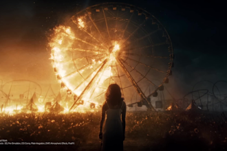 professionally composite vfx, green screen removal, with fire explosion for shot