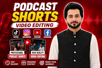 edit short form videos for podcast shorts, instagram reels, tiktok and yt shorts