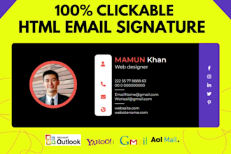 create clickable HTML email signature, outlook, gmail, mac signature