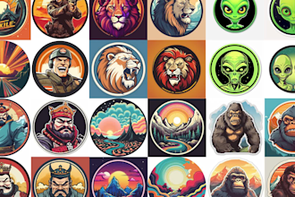 create graphic sticker, logo by midjourney ai image art generator
