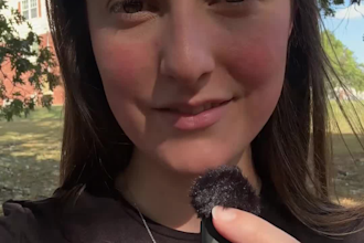 create a female outdoor ugc selfie video