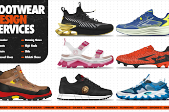 create realistic shoe designs and footwear renders for manufacturing