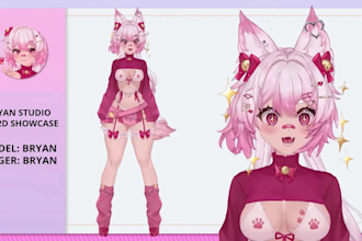 draw and rig male and female 3d vtuber model, live2d commission, live2d showcase