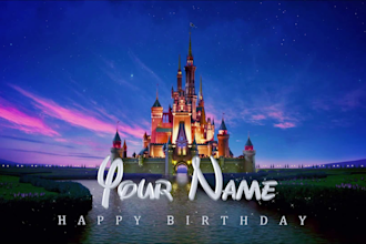 customized disney movie castle happy birthday intro video