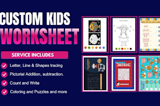 do kids custom worksheets, kids worksheets, activity book, coloring pages