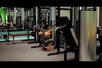 3d gym equipment animation, fitness equipment animation, gym walkthrough render