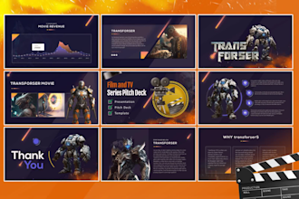 design powerpoint presentation and pitch deck for film, TV show