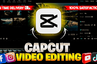 edit your tiktok videos, youtube vlogs and all type of editing in capcut