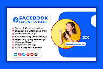 create facebook business page, instagram, twitter, linkedin, youtube, pinterest