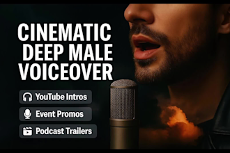 record deep cinematic male voice over for intros and trailers 24h