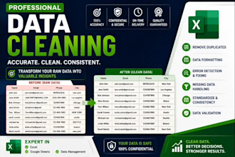 do accurate data entry, fix messy data and preprocessing