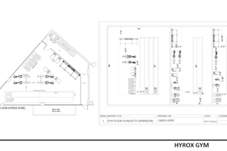 do gym pilates interior design, scaled floor plan, 3d render