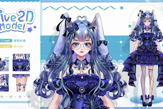 draw and rigging live2d vtuber model 2d vtuber model, live2d model, vtuber model