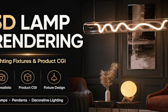 create 3d lamp rendering and lighting fixture product rendering