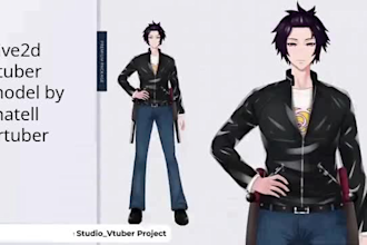 draw and rig 2d vtuber model, vtuber design, live2d model, streaming avatar anim