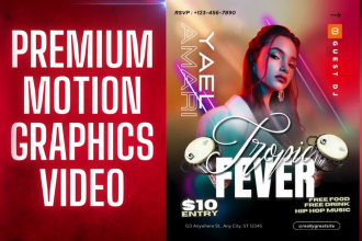 create motion graphics and animated video party flyer for event, party, club