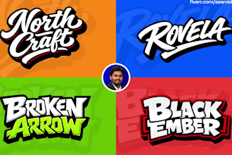 do custom hand lettering logo design, hand drawn typography for gaming agency