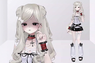 draw and rig live2d vtuber model, 2d vtuber rigging, anime custom design