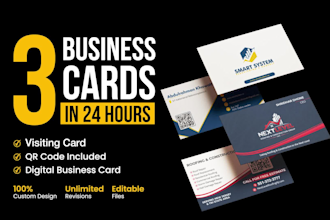 create 3 business card design and visiting card