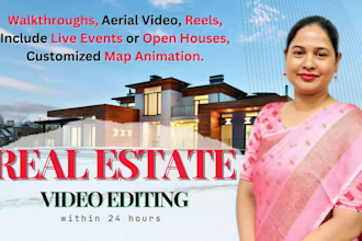 edit real estate, aerial video, slideshows, reels, walkthrough video