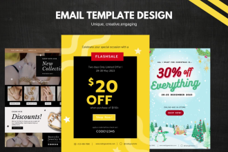 design responsive editable email template klaviyo, mailchimp, shopify