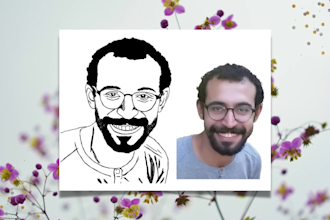create detailed hand drawing portraits for laser engraving