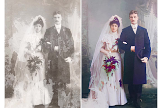 repair old damaged wedding photo