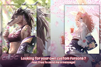 draw furry art, fursona, anthro character and furry oc