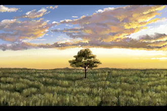 create digital oil painting landscape illustration