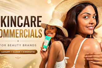 stunning ai skincare video ads, beauty product ai commercial video
