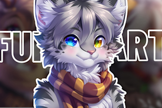 create custom furry art for original fursona or anthro character in anime style