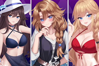 draw anime art character illustration for your oc pfp fanart