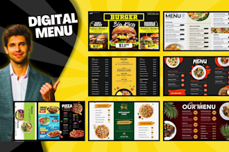 design digital menu, digital menu board or animated menu