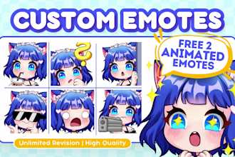 draw custom twitch emotes, chibi emotes, animated emotes, vtuber emotes for you