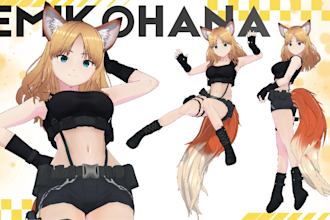 create 3d character models for vtuber, anime, 3d rigging, vroid or vrchat